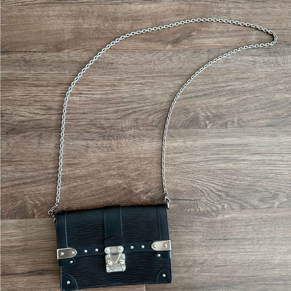 Louis Vuitton Black Crossbody Bag with Silver Accents